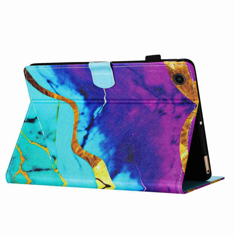 For Huawei MatePad T 10s / T 10 Marble Pattern Stitching Leather Tablet Case(Purple Blue)