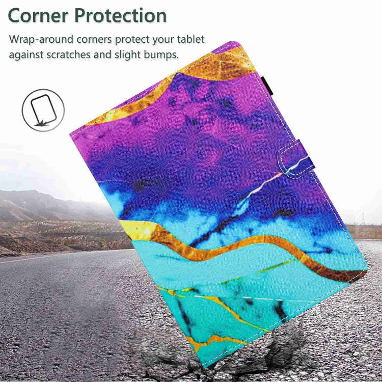 For Huawei MatePad T 10s / T 10 Marble Pattern Stitching Leather Tablet Case(Purple Blue)