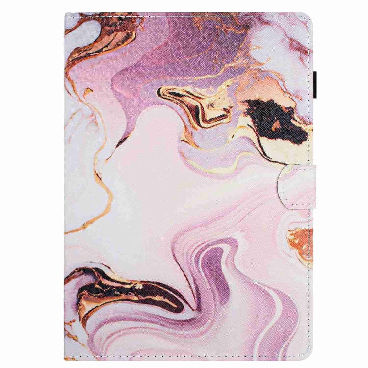 For Huawei MatePad T 10s / T 10 Marble Pattern Stitching Leather Tablet Case(Gold Pink)