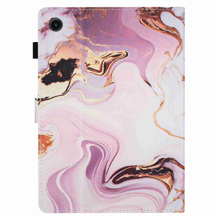 For Huawei MatePad T 10s / T 10 Marble Pattern Stitching Leather Tablet Case(Gold Pink)