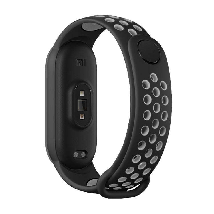 For Xiaomi Mi Band 5 Two-tone Silicone Breathable Watch Band(Black Gray)