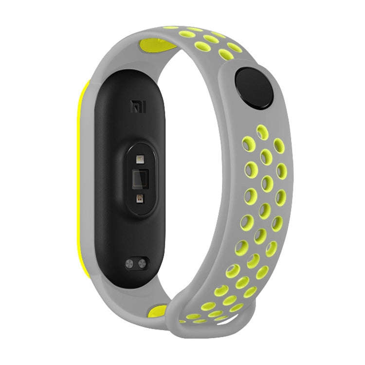 For Xiaomi Mi Band 5 Two-tone Silicone Breathable Watch Band(Grey Lime)