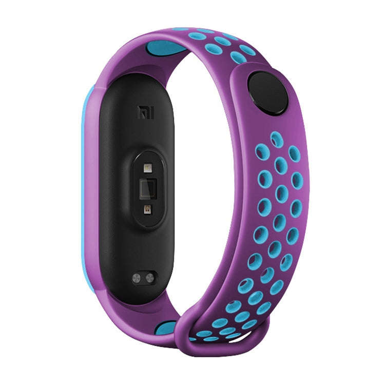 For Xiaomi Mi Band 5 Two-tone Silicone Breathable Watch Band(Purple Blue)