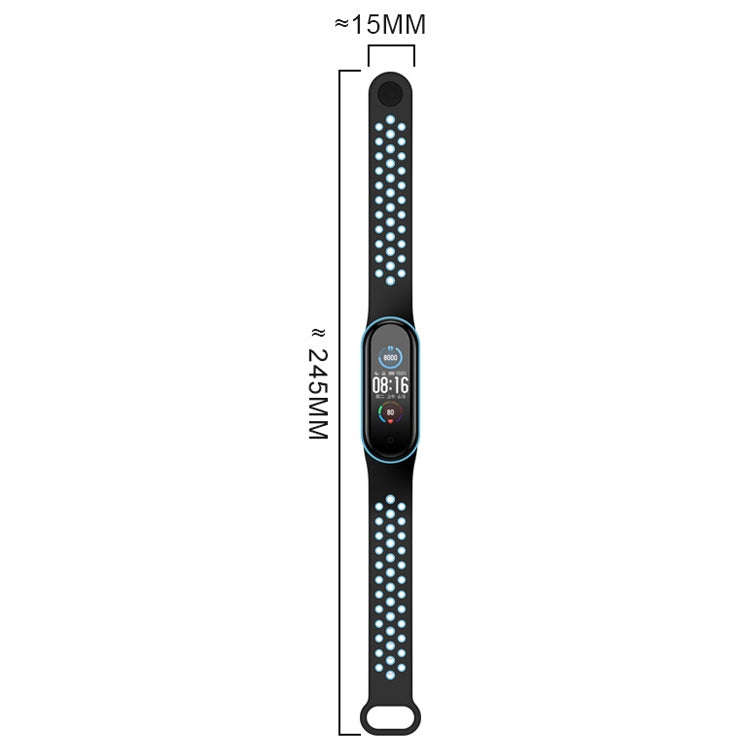 For Xiaomi Mi Band 5 Two-tone Silicone Breathable Watch Band(Black Blue)
