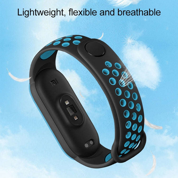 For Xiaomi Mi Band 5 Two-tone Silicone Breathable Watch Band(Black Blue)