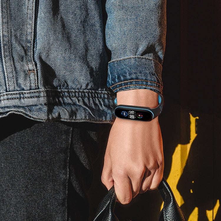 For Xiaomi Mi Band 5 Two-tone Silicone Breathable Watch Band(Black Blue)