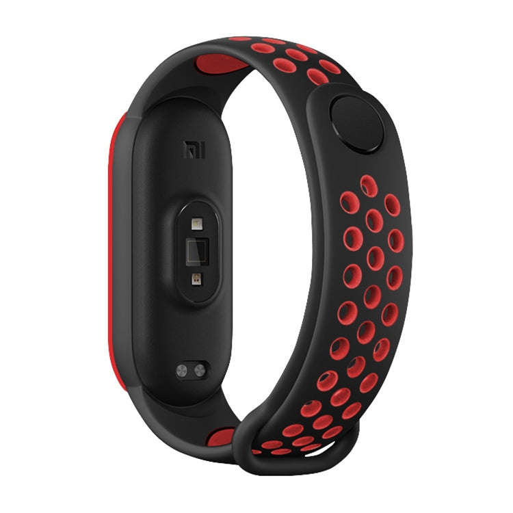 For Xiaomi Mi Band 5 Two-tone Silicone Breathable Watch Band(Black Red)