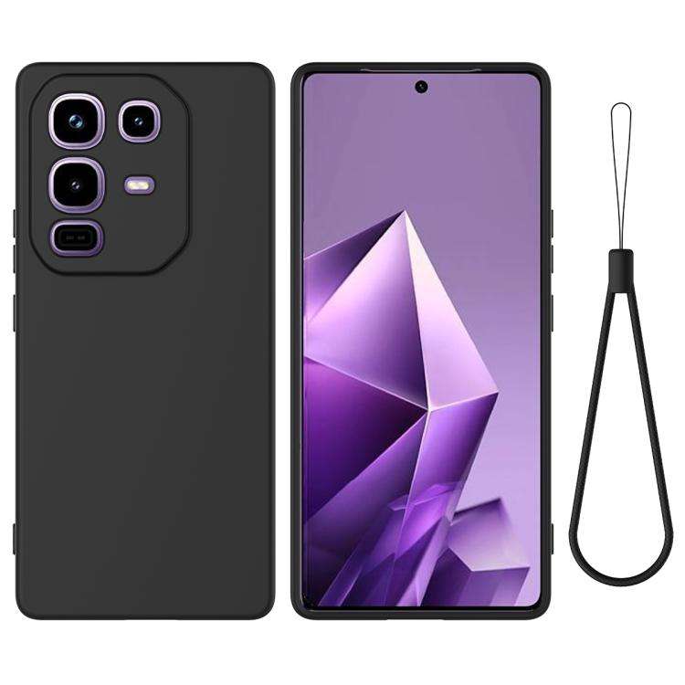 For Infinix Note 50x Solid Color Liquid Silicone Dropproof Full Coverage Phone Case(Black)