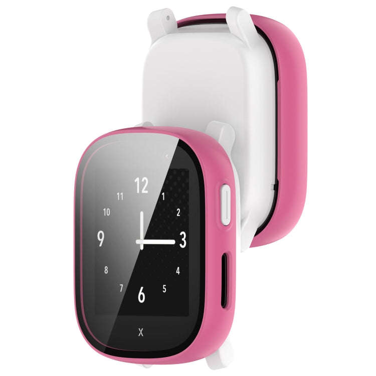 For Xplora X6 Children PC + Tempered Film Integrated Watch Protective Case(Rose Red)