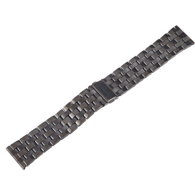 22mm Universal Five Beads Stainless Steel Watch Band(Black)