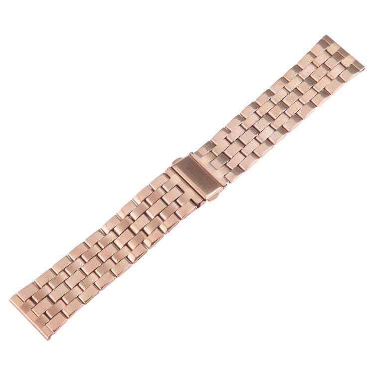 22mm Universal Five Beads Stainless Steel Watch Band(Rose Gold)