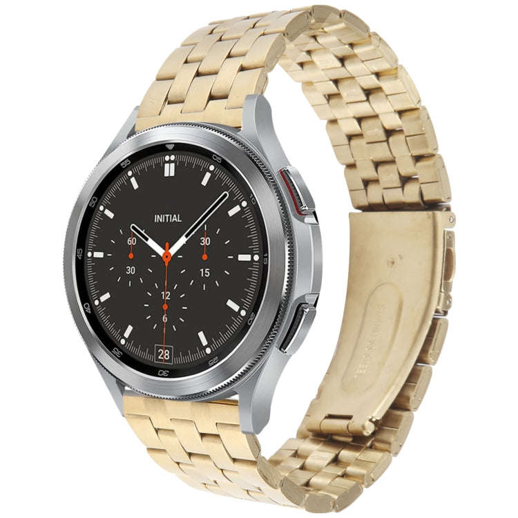 22mm Universal Five Beads Stainless Steel Watch Band(Gold)