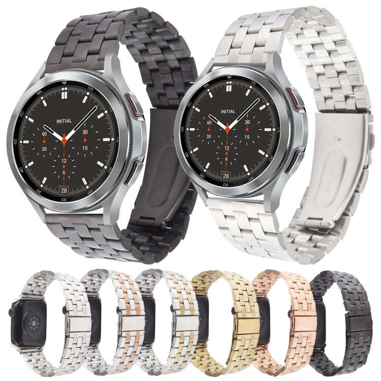 22mm Universal Five Beads Stainless Steel Watch Band(Silver Gold)