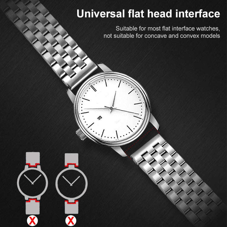22mm Universal Five Beads Stainless Steel Watch Band(Black)
