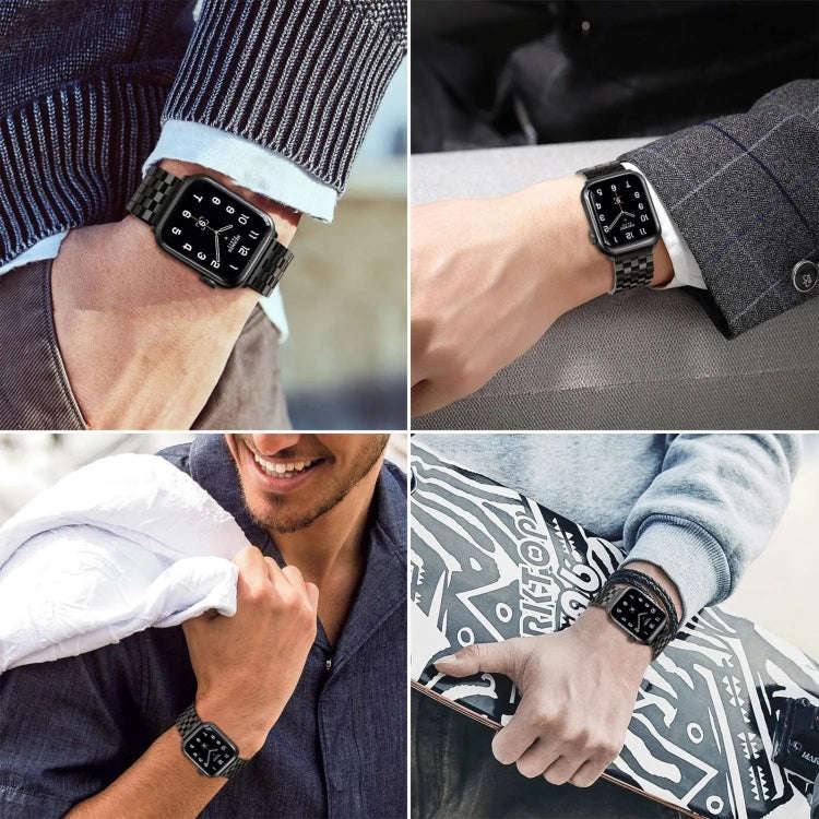 22mm Universal Five Beads Stainless Steel Watch Band(Rose Gold)