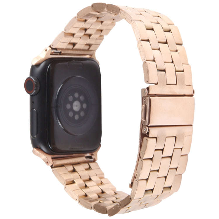 For Apple Watch Ultra 49mm 22mm Ultra-thin Five Beads Stainless Steel Watch Band(Rose Gold)