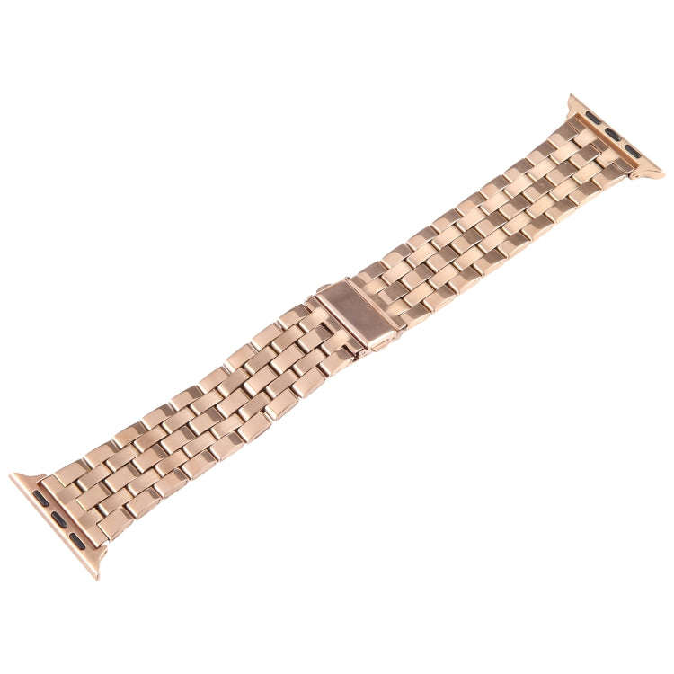 For Apple Watch Ultra 49mm 22mm Ultra-thin Five Beads Stainless Steel Watch Band(Rose Gold)