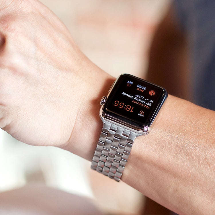For Apple Watch Ultra 2 49mm 22mm Ultra-thin Five Beads Stainless Steel Watch Band(Silver)