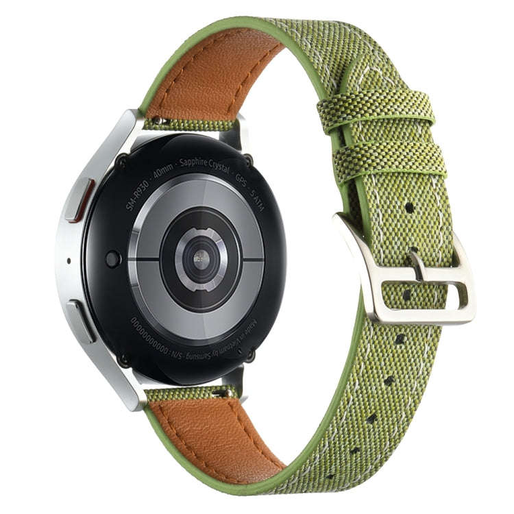 20mm Universal Denim Leather Buckle Watch Band(Grass Green)