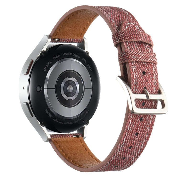 20mm Universal Denim Leather Buckle Watch Band(Red)