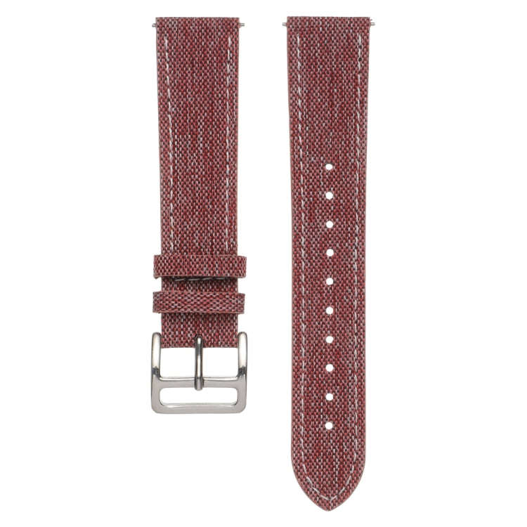 20mm Universal Denim Leather Buckle Watch Band(Red)