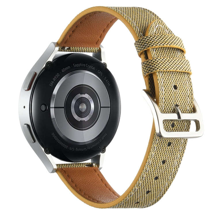20mm Universal Denim Leather Buckle Watch Band(Yellow)