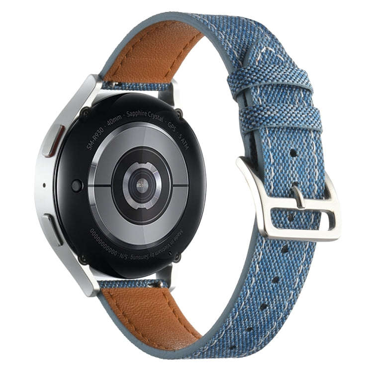 20mm Universal Denim Leather Buckle Watch Band(Light Blue)