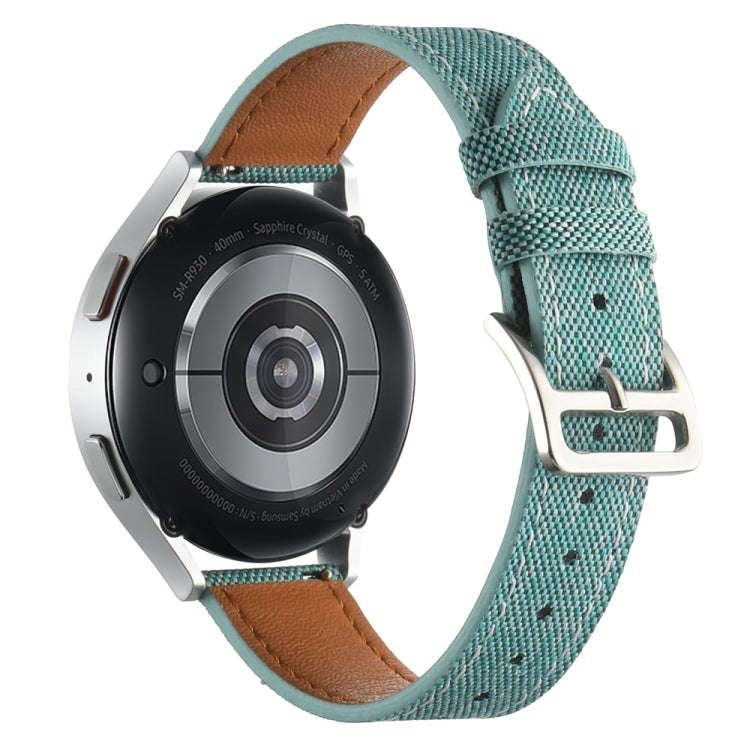 20mm Universal Denim Leather Buckle Watch Band(Turquoise)