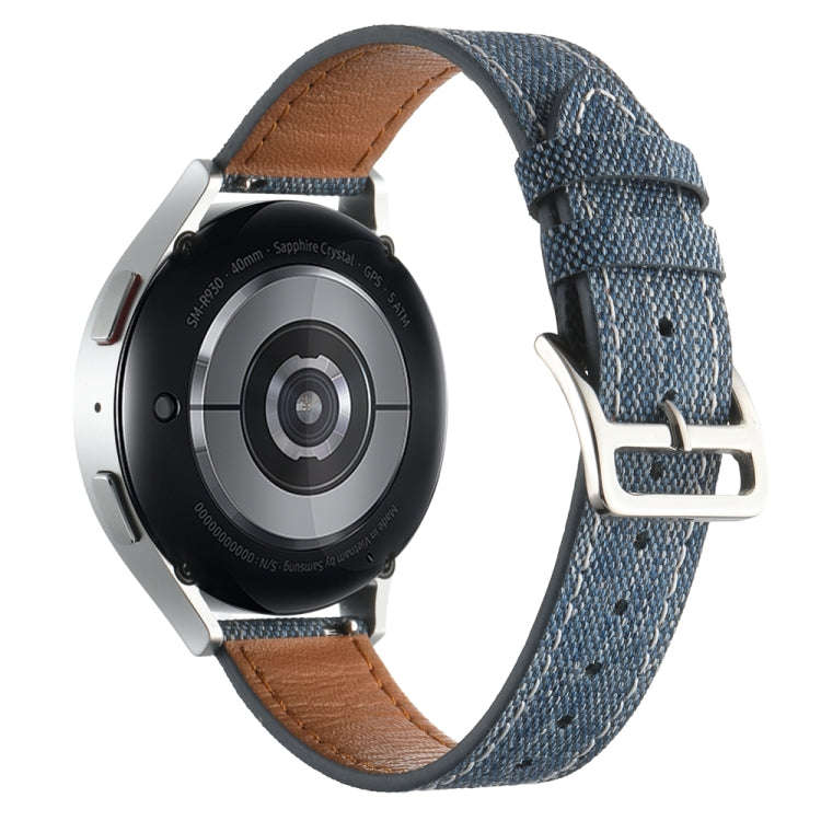 20mm Universal Denim Leather Buckle Watch Band(Dark Blue)