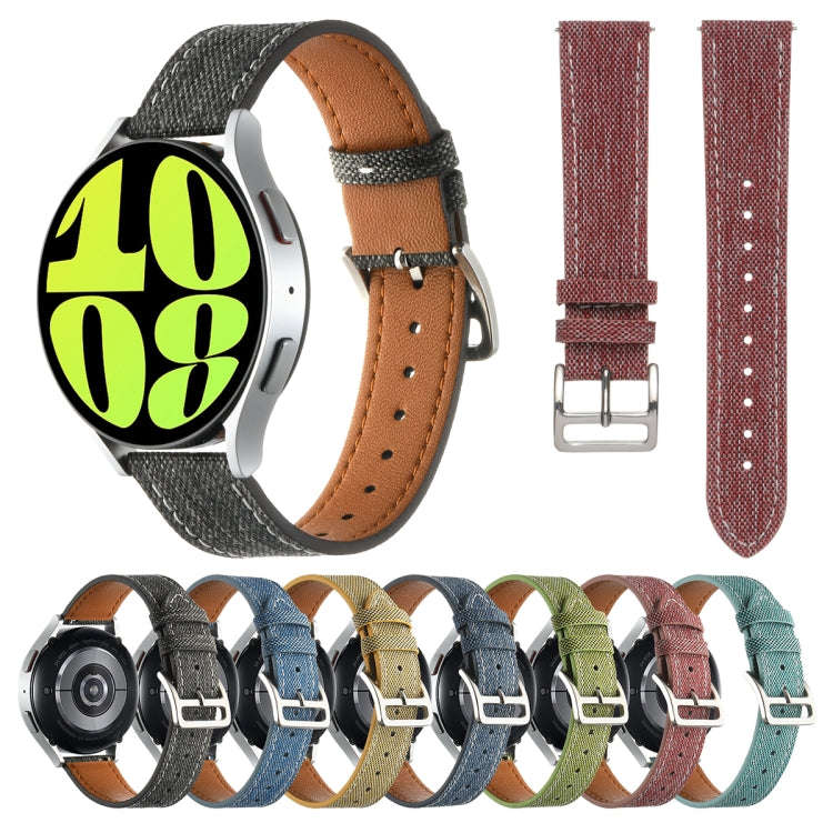 20mm Universal Denim Leather Buckle Watch Band(Dark Blue)