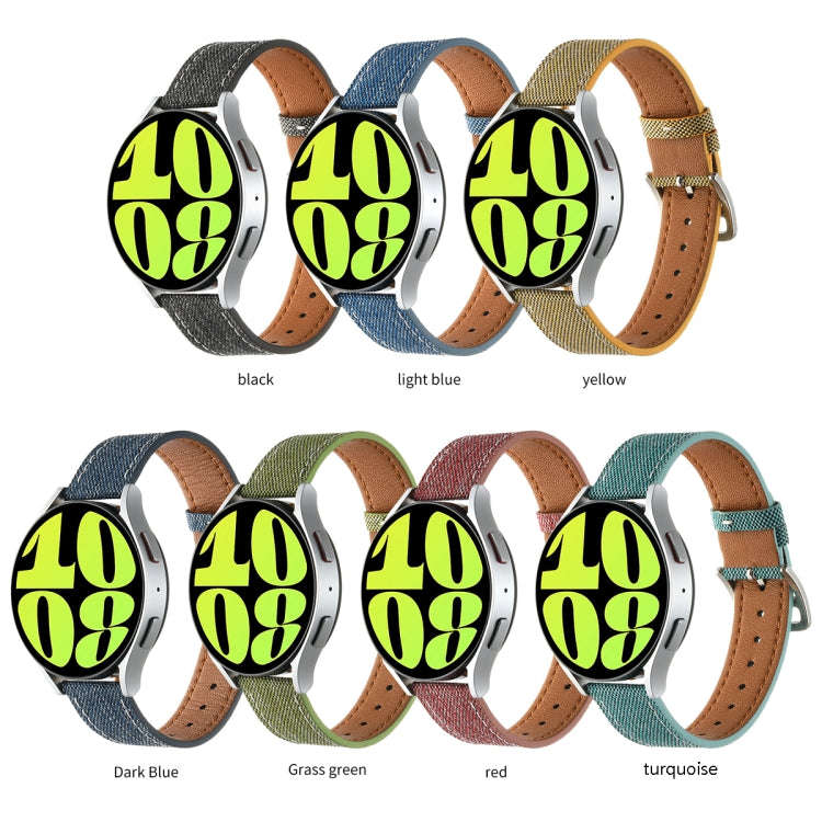 20mm Universal Denim Leather Buckle Watch Band(Dark Blue)