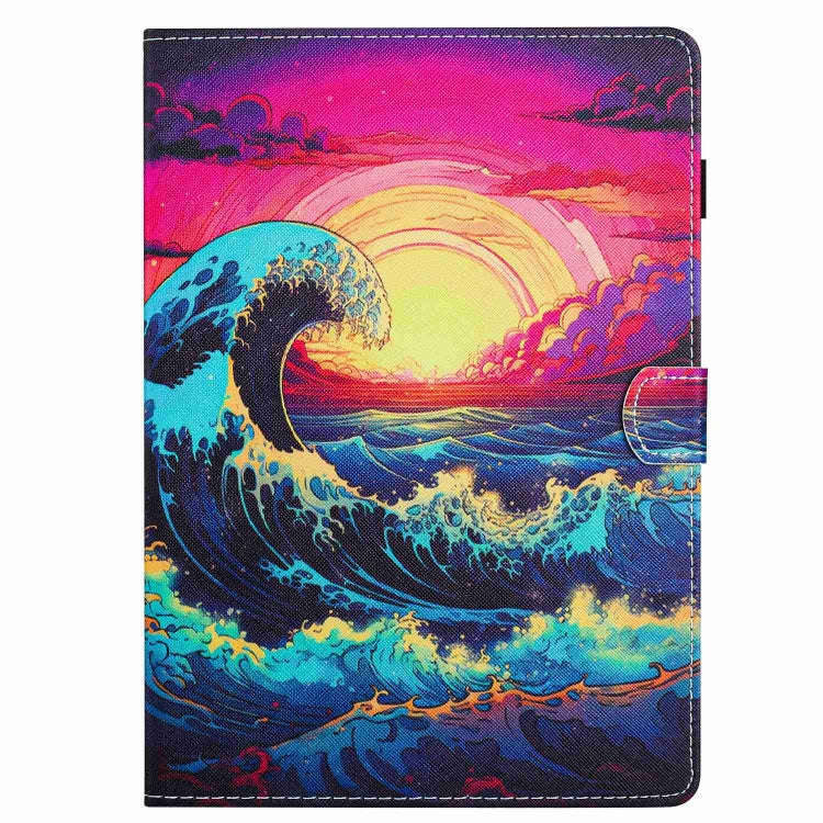 For Huawei MatePad T 10s / T 10 Painted Pattern Stitching Leather Tablet Case(Waves)