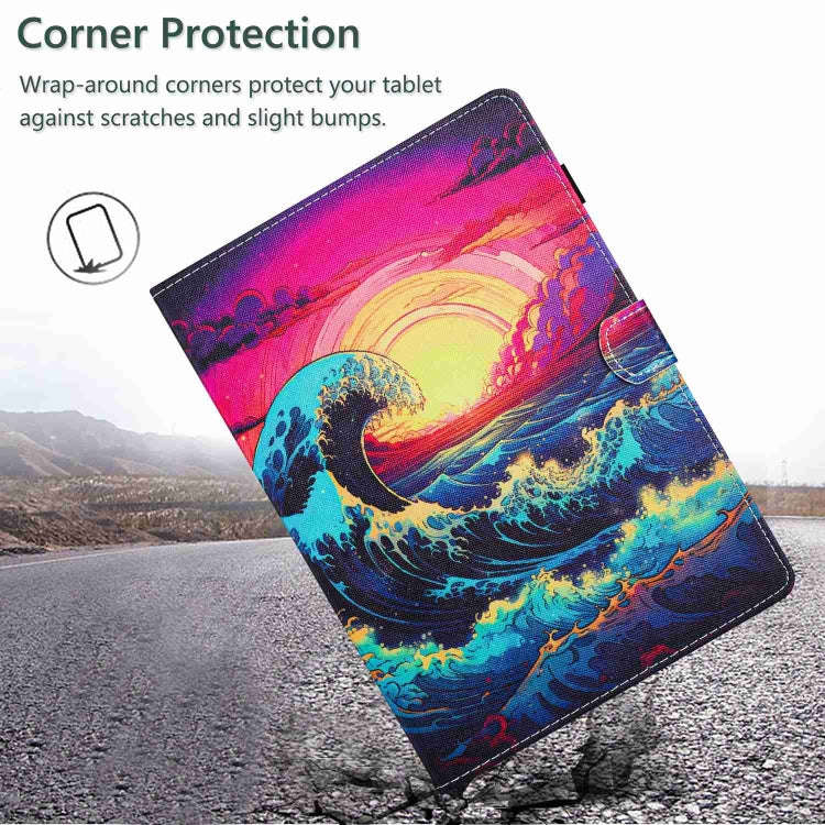 For Huawei MatePad T 10s / T 10 Painted Pattern Stitching Leather Tablet Case(Waves)