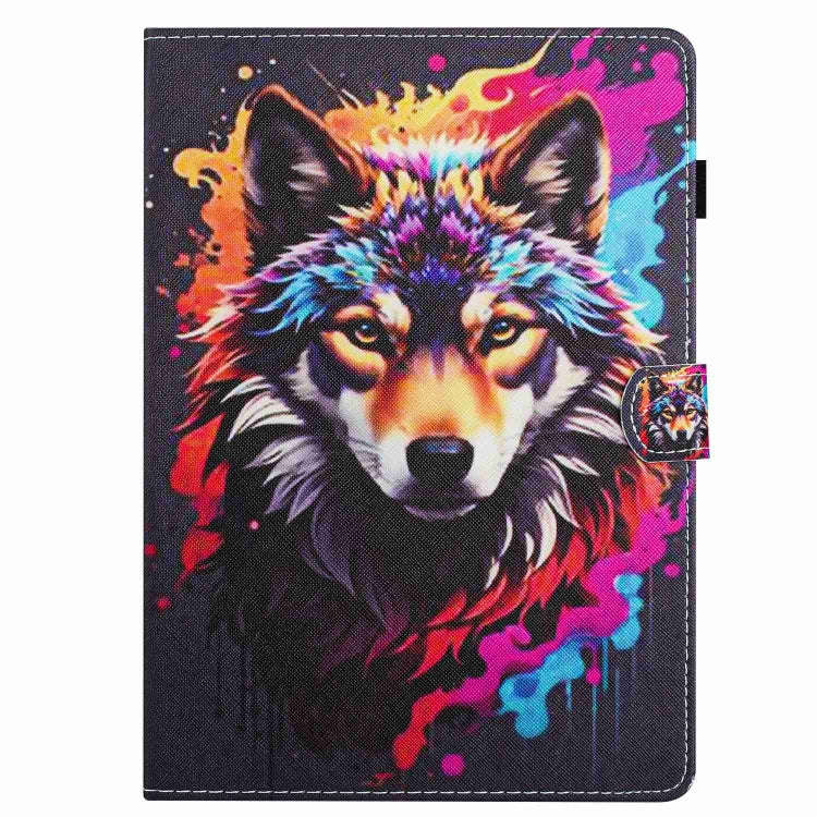 For Huawei MatePad T 10s / T 10 Painted Pattern Stitching Leather Tablet Case(Colorful Wolf)