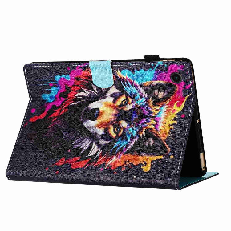 For Huawei MatePad T 10s / T 10 Painted Pattern Stitching Leather Tablet Case(Colorful Wolf)