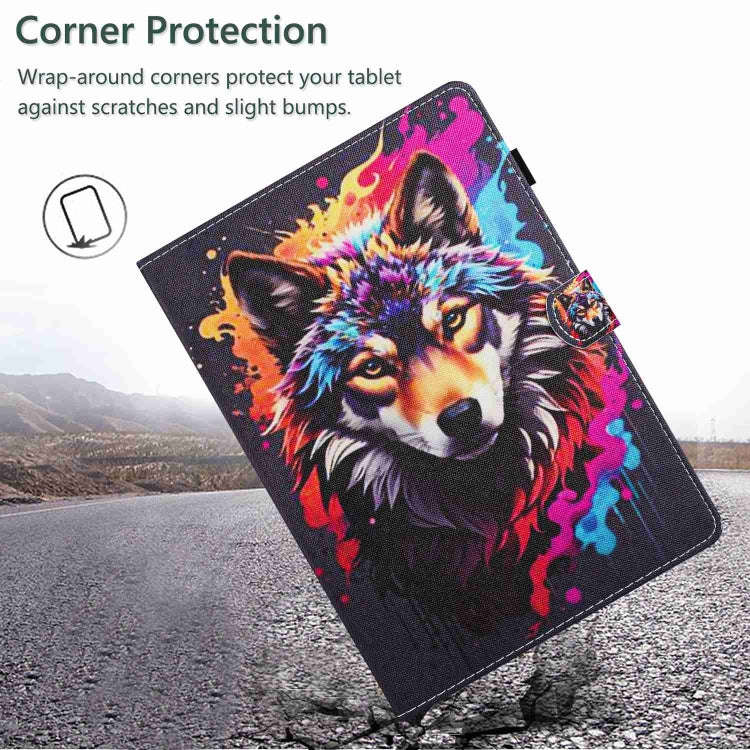 For Huawei MatePad T 10s / T 10 Painted Pattern Stitching Leather Tablet Case(Colorful Wolf)