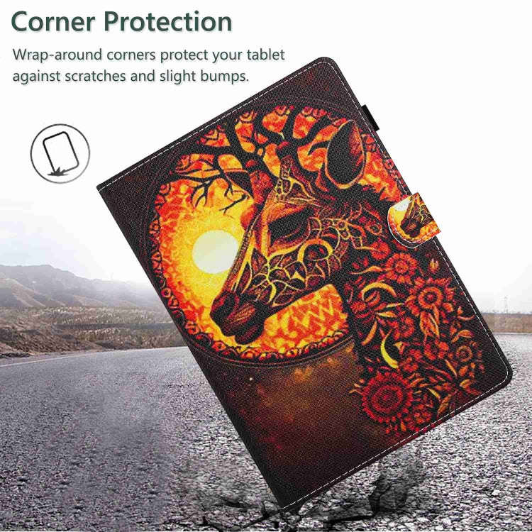 For Huawei MatePad T 10s / T 10 Painted Pattern Stitching Leather Tablet Case(Flower Deer)