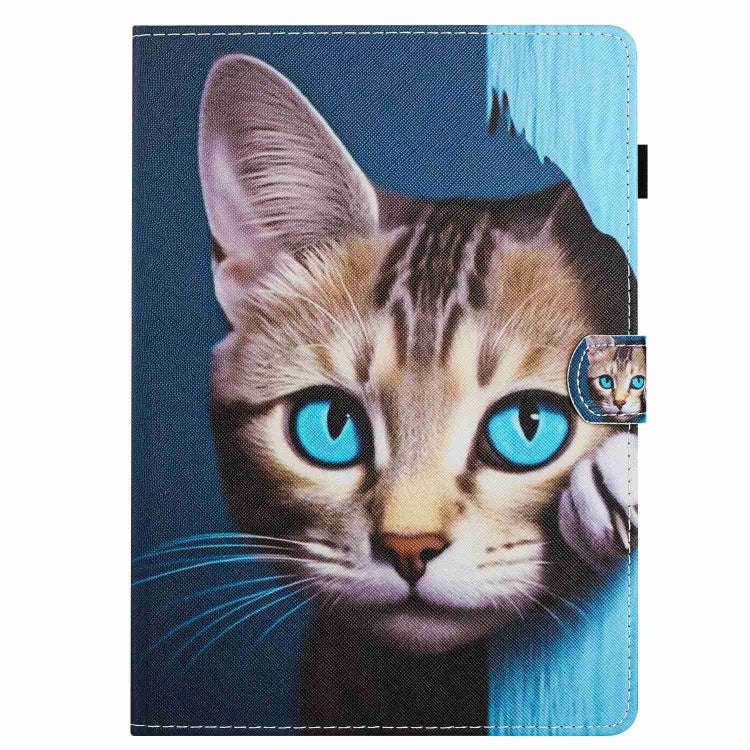For Huawei MatePad T 10s / T 10 Painted Pattern Stitching Leather Tablet Case(Blue Cat)