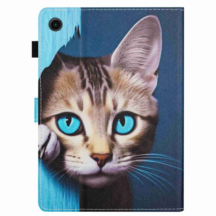 For Huawei MatePad T 10s / T 10 Painted Pattern Stitching Leather Tablet Case(Blue Cat)