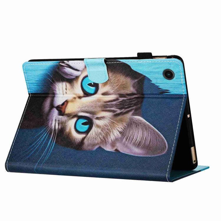 For Huawei MatePad T 10s / T 10 Painted Pattern Stitching Leather Tablet Case(Blue Cat)