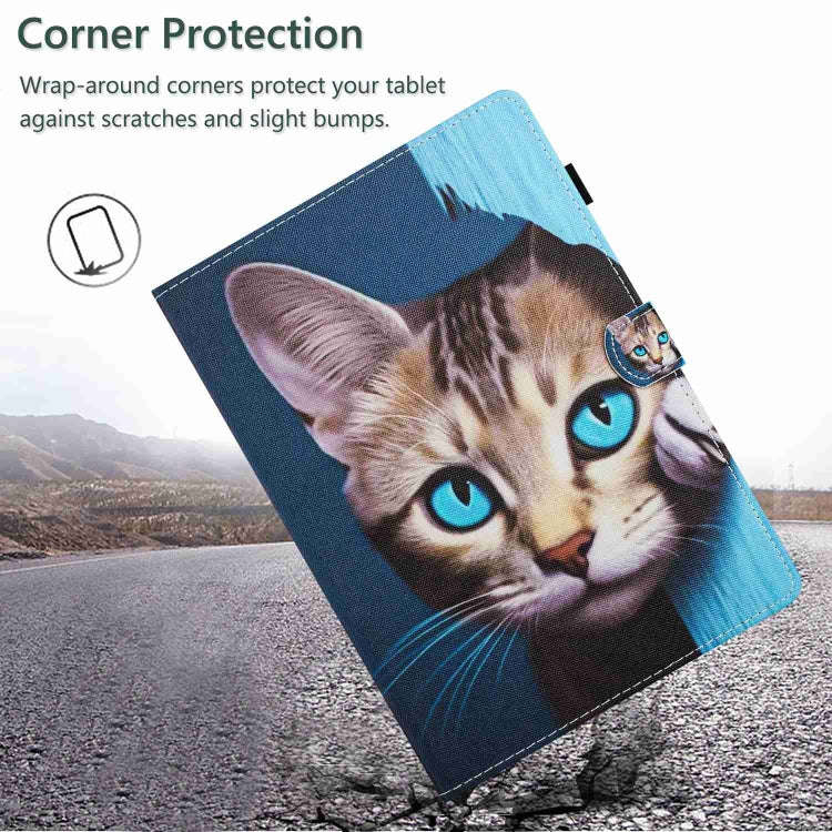 For Huawei MatePad T 10s / T 10 Painted Pattern Stitching Leather Tablet Case(Blue Cat)