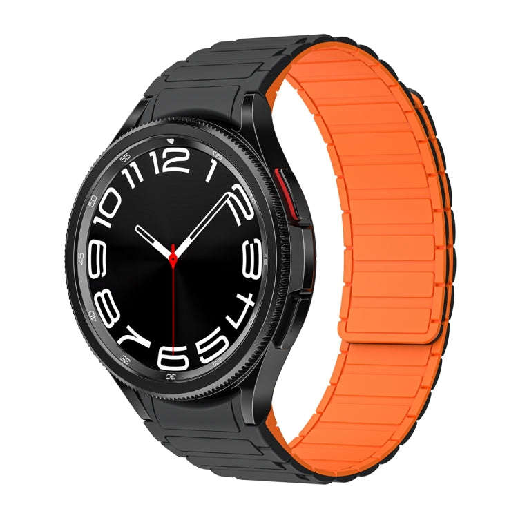 For Samsung Galaxy Watch 6 / 5 / 4 Magnetic Loop Silicone Watch Band(Black Orange)
