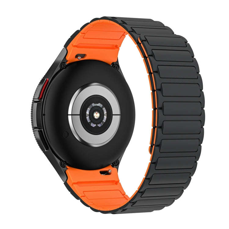 For Samsung Galaxy Watch 6 / 5 / 4 Magnetic Loop Silicone Watch Band(Black Orange)