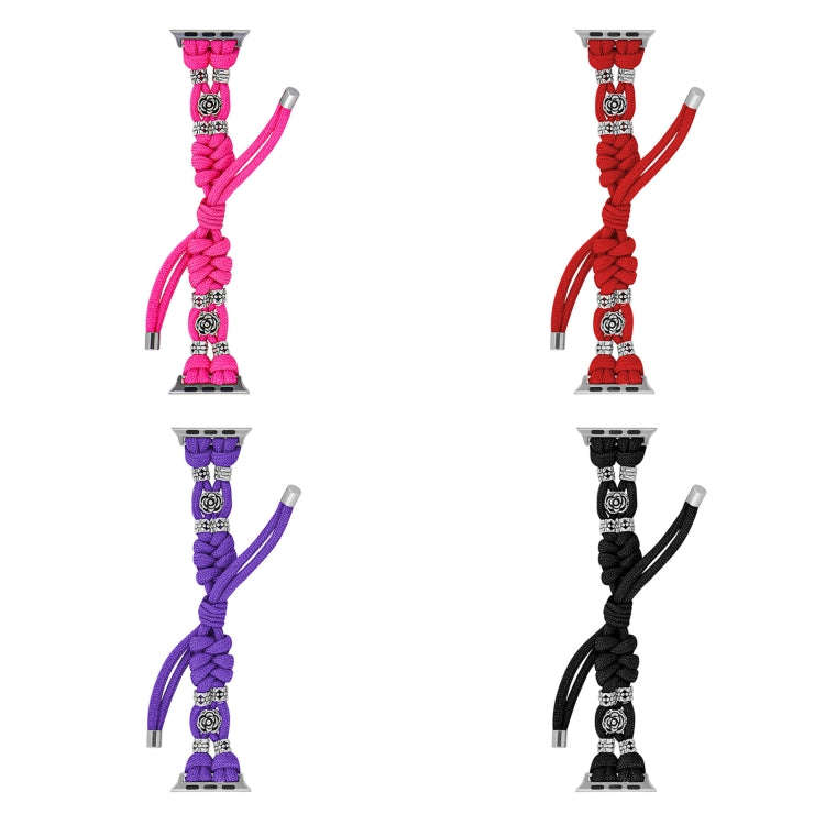 For Apple Watch SE 2022 40mm Chrysanthemum Beads Paracord Braided Watch Band(Red)