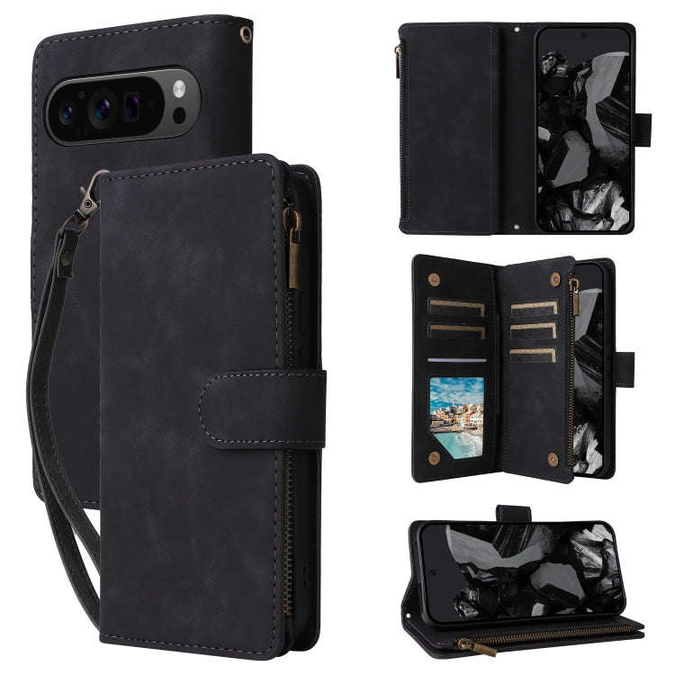 For Google Pixel 9 Pro Multifunctional Multi-Card Wallet Phone Leather Case(Black)
