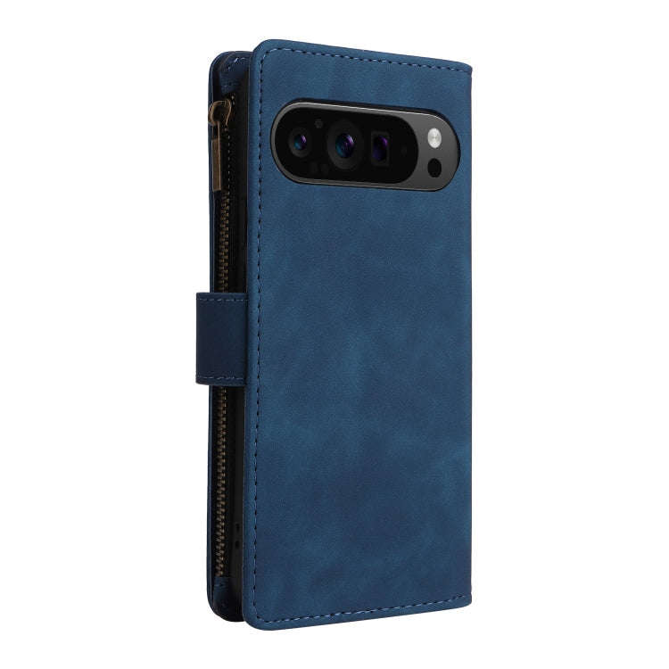For Google Pixel 9 Pro Multifunctional Multi-Card Wallet Phone Leather Case(Blue)