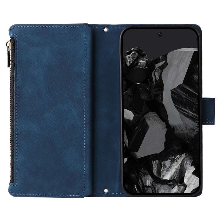 For Google Pixel 9 Pro Multifunctional Multi-Card Wallet Phone Leather Case(Blue)