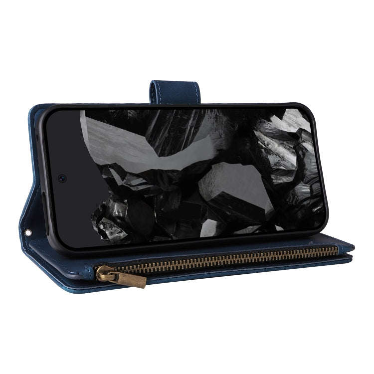 For Google Pixel 9 Pro Multifunctional Multi-Card Wallet Phone Leather Case(Blue)
