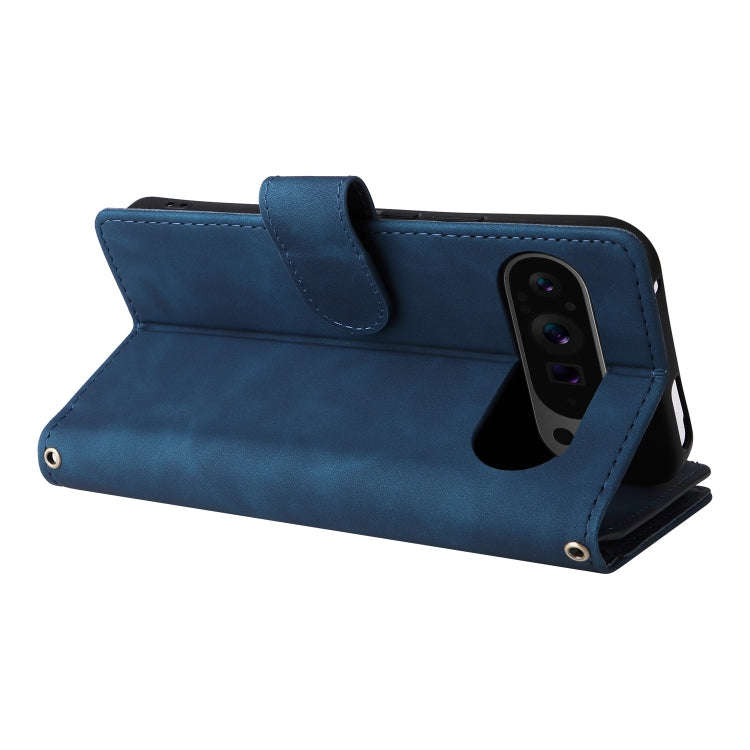 For Google Pixel 9 Pro Multifunctional Multi-Card Wallet Phone Leather Case(Blue)