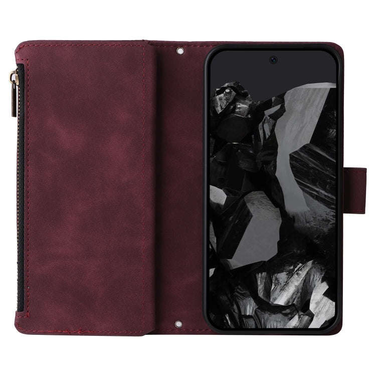 For Google Pixel 9 Pro Multifunctional Multi-Card Wallet Phone Leather Case(Wine Red)